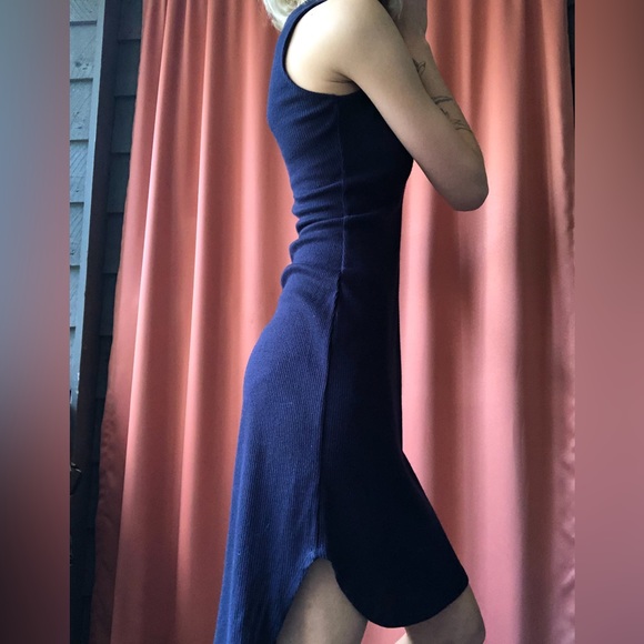 navy blue midi high necked dress - Picture 4 of 4